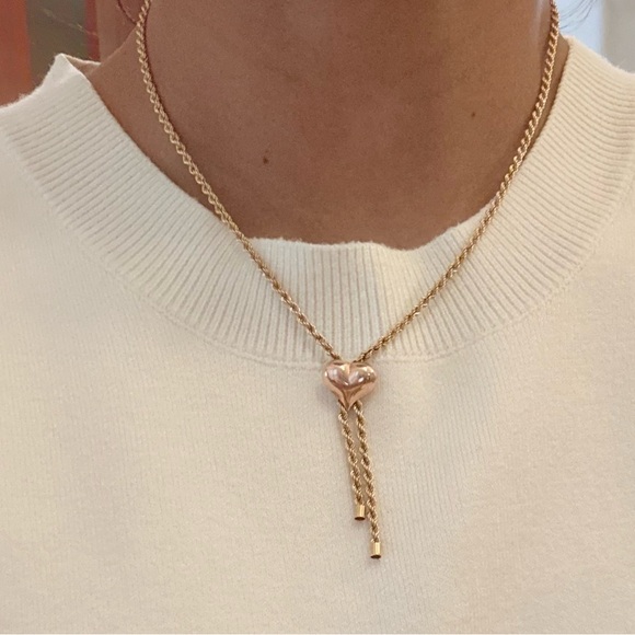 10K Gold BOLERO HEART Rope Necklace - Picture 3 of 4